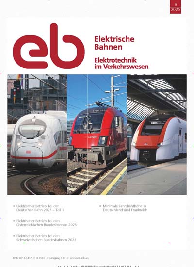 Titelbild der Ausgabe 6/2026 von eb - Elektrische Bahnen. Diese Zeitschrift und viele weitere Logistikmagazine und Medienmagazine als Abo oder epaper bei United Kiosk online kaufen.
