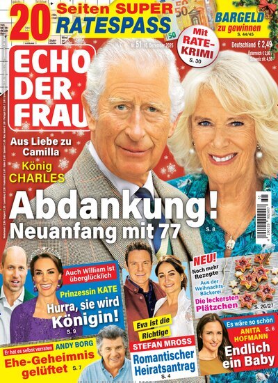 Titelbild der Ausgabe 51/2025 von Echo der Frau. Diese Zeitschrift und viele weitere Frauenzeitschriften als Abo oder epaper bei United Kiosk online kaufen.