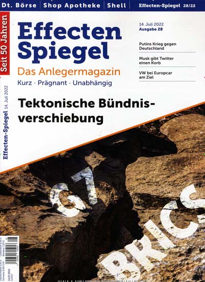 Titelbild der Ausgabe 28/2022 von Effecten-Spiegel. Diese Zeitschrift und viele weitere Wirtschaftsmagazine und Politikmagazine als Abo oder epaper bei United Kiosk online kaufen.