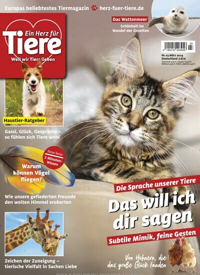 Titelbild der Ausgabe 3/2024 von Ein Herz für Tiere. Diese Zeitschrift und viele weitere Elternzeitschriften und Tierzeitschriften als Abo oder epaper bei United Kiosk online kaufen.