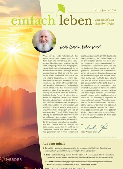 Titelbild der Ausgabe 1/2026 von einfach leben. Diese Zeitschrift und viele weitere Kunstmagazine und Kulturmagazine als Abo oder epaper bei United Kiosk online kaufen.