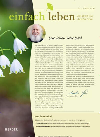 Titelbild der Ausgabe 3/2026 von einfach leben. Diese Zeitschrift und viele weitere Kunstmagazine und Kulturmagazine als Abo oder epaper bei United Kiosk online kaufen.