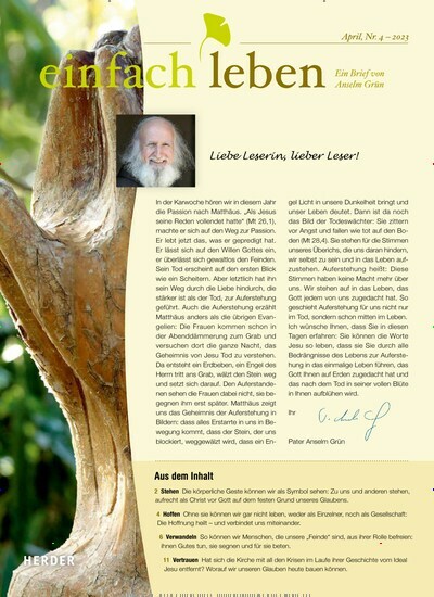 Titelbild der Ausgabe 4/2023 von einfach leben. Diese Zeitschrift und viele weitere Kunstmagazine und Kulturmagazine als Abo oder epaper bei United Kiosk online kaufen.
