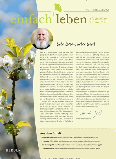 Titelbild der Ausgabe 4/2025 von einfach leben. Diese Zeitschrift und viele weitere Kunstmagazine und Kulturmagazine als Abo oder epaper bei United Kiosk online kaufen.