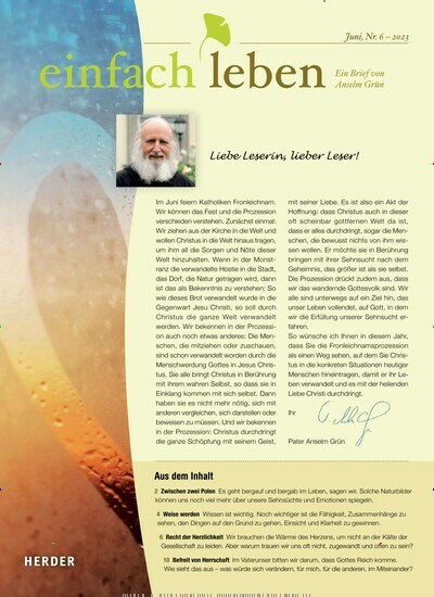 Titelbild der Ausgabe 6/2023 von einfach leben. Diese Zeitschrift und viele weitere Kunstmagazine und Kulturmagazine als Abo oder epaper bei United Kiosk online kaufen.
