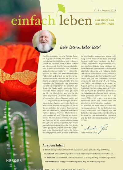 Titelbild der Ausgabe 8/2025 von einfach leben. Diese Zeitschrift und viele weitere Kunstmagazine und Kulturmagazine als Abo oder epaper bei United Kiosk online kaufen.