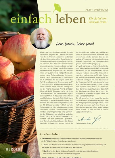 Titelbild der Ausgabe 10/2025 von einfach leben. Diese Zeitschrift und viele weitere Kunstmagazine und Kulturmagazine als Abo oder epaper bei United Kiosk online kaufen.