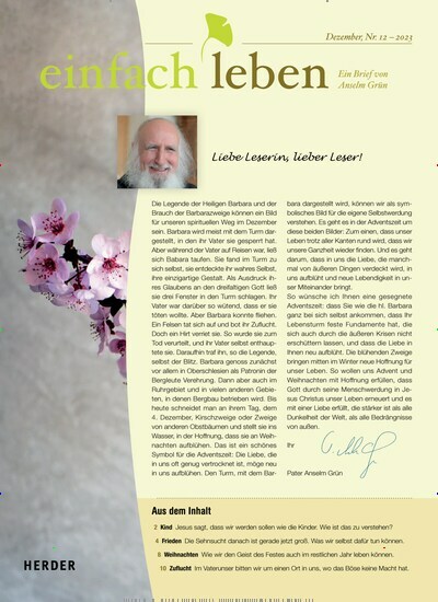 Titelbild der Ausgabe 12/2023 von einfach leben. Diese Zeitschrift und viele weitere Kunstmagazine und Kulturmagazine als Abo oder epaper bei United Kiosk online kaufen.
