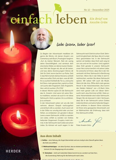 Titelbild der Ausgabe 12/2025 von einfach leben. Diese Zeitschrift und viele weitere Kunstmagazine und Kulturmagazine als Abo oder epaper bei United Kiosk online kaufen.