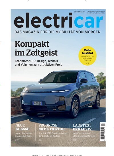 Titelbild der Ausgabe 6/2025 von electricar. Diese Zeitschrift und viele weitere Automagazine und Motorradzeitschriften als Abo oder epaper bei United Kiosk online kaufen.