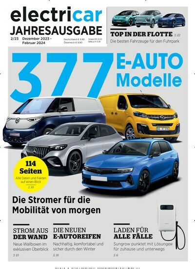 Titelbild der Ausgabe 2/2023 von electricar Jahresausgabe. Diese Zeitschrift und viele weitere Automagazine und Motorradzeitschriften als Abo oder epaper bei United Kiosk online kaufen.