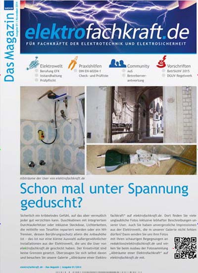 Titelbild der Ausgabe 1/2014 von Elektrofachkraft – Das Magazin. Diese Zeitschrift und viele weitere Industriemagazine und Handwerkmagazine als Abo oder epaper bei United Kiosk online kaufen.