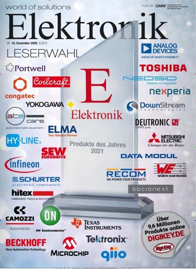 Titelbild der Ausgabe 26/2020 von Elektronik. Diese Zeitschrift und viele weitere Industriemagazine und Handwerkmagazine als Abo oder epaper bei United Kiosk online kaufen.