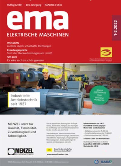Titelbild der Ausgabe 1/2022 von ema - Elektrische Maschinen . Diese Zeitschrift und viele weitere Industriemagazine und Handwerkmagazine als Abo oder epaper bei United Kiosk online kaufen.