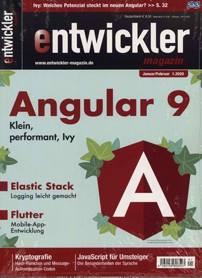 Titelbild der Ausgabe 1/2020 von Entwickler Magazin. Diese Zeitschrift und viele weitere Computerzeitschriften, Tabletmagazine und Smartphonemagazine als Abo oder epaper bei United Kiosk online kaufen.