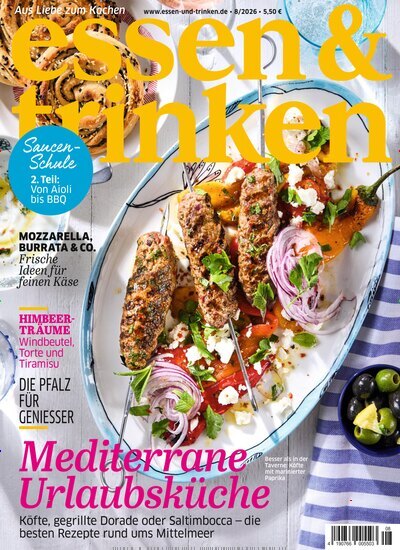 Titelbild der Ausgabe 8/2026 von essen & trinken. Diese Zeitschrift und viele weitere Kochzeitschriften und Backzeitschriften als Abo oder epaper bei United Kiosk online kaufen.