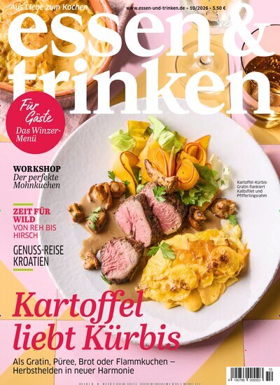 Titelbild der Ausgabe 10/2026 von essen & trinken. Diese Zeitschrift und viele weitere Kochzeitschriften und Backzeitschriften als Abo oder epaper bei United Kiosk online kaufen.