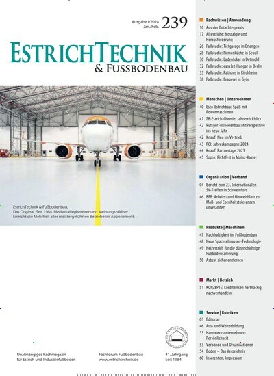 Titelbild der Ausgabe 239/2024 von EstrichTechnik & Fußbodenbau. Diese Zeitschrift und viele weitere Architekturzeitschriften und Bauzeitschriften als Abo oder epaper bei United Kiosk online kaufen.