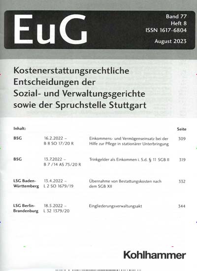 Titelbild der Ausgabe 8/2023 von EuG Kostenerstattungsrechtliche Entscheidungen. Diese Zeitschrift und viele weitere Jurazeitschriften und Zeitschriften für Verwaltung als Abo oder epaper bei United Kiosk online kaufen.