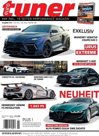 Titelbild der Ausgabe 2/2023 von Eurotuner Magazin. Diese Zeitschrift und viele weitere Automagazine und Motorradzeitschriften als Abo oder epaper bei United Kiosk online kaufen.