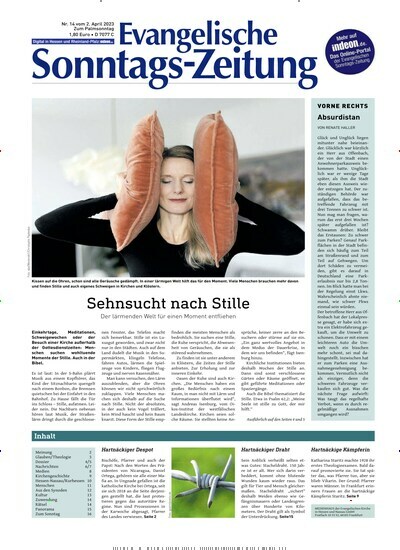 Titelbild der Ausgabe 14/2023 von Evangelische Sonntags-Zeitung. Diese Zeitschrift und viele weitere Reisemagazine, Freizeitmagazine und Wissensmagazine als Abo oder epaper bei United Kiosk online kaufen.