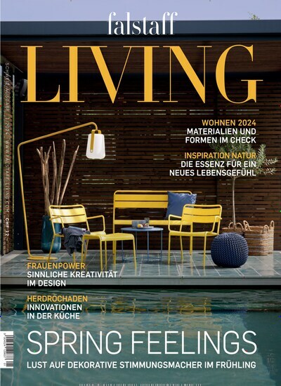 Titelbild der Ausgabe 1/2024 von falstaff Living Schweiz. Diese Zeitschrift und viele weitere Gartenzeitschriften und Wohnzeitschriften als Abo oder epaper bei United Kiosk online kaufen.