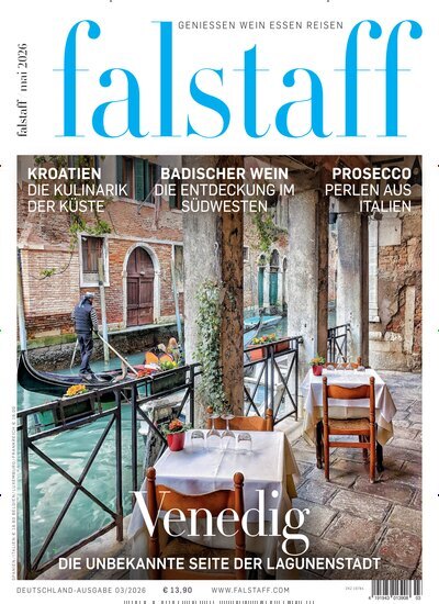 Titelbild der Ausgabe 3/2026 von falstaff Magazin Deutschland. Diese Zeitschrift und viele weitere Kochzeitschriften und Backzeitschriften als Abo oder epaper bei United Kiosk online kaufen.