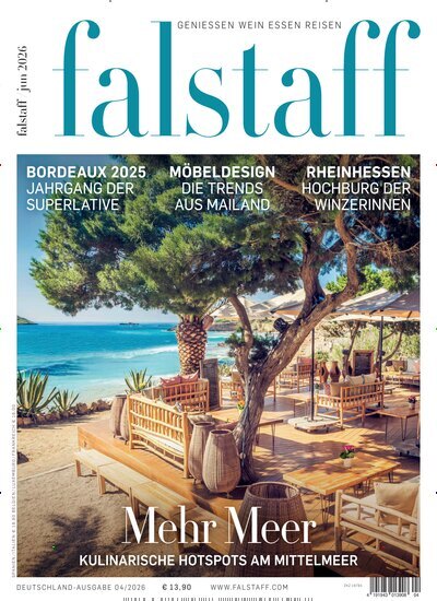 Titelbild der Ausgabe 4/2026 von falstaff Magazin Deutschland. Diese Zeitschrift und viele weitere Kochzeitschriften und Backzeitschriften als Abo oder epaper bei United Kiosk online kaufen.