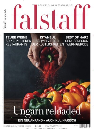 Titelbild der Ausgabe 6/2026 von falstaff Magazin Deutschland. Diese Zeitschrift und viele weitere Kochzeitschriften und Backzeitschriften als Abo oder epaper bei United Kiosk online kaufen.