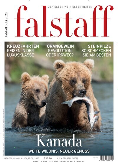 Titelbild der Ausgabe 8/2025 von falstaff Magazin Deutschland. Diese Zeitschrift und viele weitere Kochzeitschriften und Backzeitschriften als Abo oder epaper bei United Kiosk online kaufen.