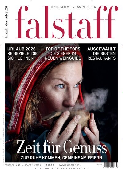 Titelbild der Ausgabe 10/2025 von falstaff Magazin Deutschland. Diese Zeitschrift und viele weitere Kochzeitschriften und Backzeitschriften als Abo oder epaper bei United Kiosk online kaufen.