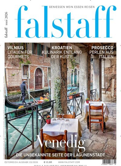 Titelbild der Ausgabe 3/2026 von falstaff Magazin Österreich. Diese Zeitschrift und viele weitere Kochzeitschriften und Backzeitschriften als Abo oder epaper bei United Kiosk online kaufen.