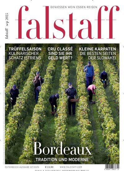 Titelbild der Ausgabe 7/2025 von falstaff Magazin Österreich. Diese Zeitschrift und viele weitere Kochzeitschriften und Backzeitschriften als Abo oder epaper bei United Kiosk online kaufen.