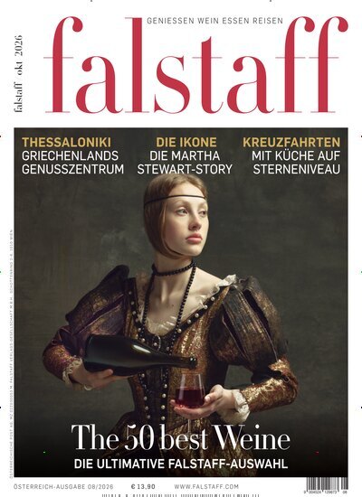 Titelbild der Ausgabe 8/2026 von falstaff Magazin Österreich. Diese Zeitschrift und viele weitere Kochzeitschriften und Backzeitschriften als Abo oder epaper bei United Kiosk online kaufen.
