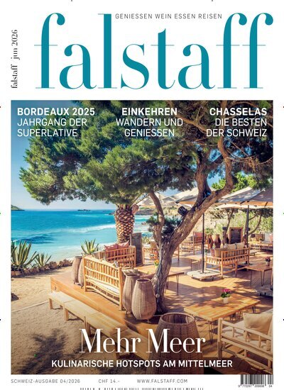 Titelbild der Ausgabe 4/2026 von falstaff Magazin Schweiz. Diese Zeitschrift und viele weitere Kochzeitschriften und Backzeitschriften als Abo oder epaper bei United Kiosk online kaufen.