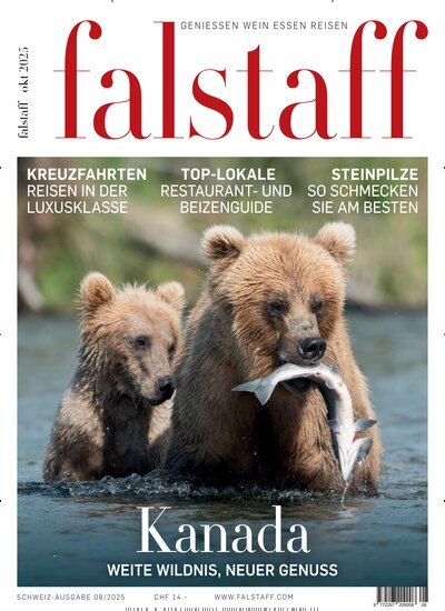 Titelbild der Ausgabe 8/2025 von falstaff Magazin Schweiz. Diese Zeitschrift und viele weitere Kochzeitschriften und Backzeitschriften als Abo oder epaper bei United Kiosk online kaufen.