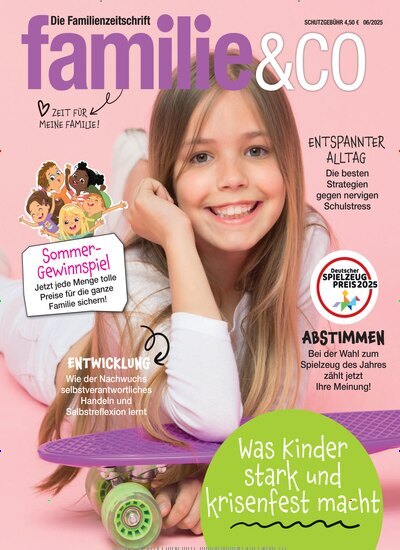 Titelbild der Ausgabe 6/2025 von familie & co. Diese Zeitschrift und viele weitere Elternzeitschriften und Tierzeitschriften als Abo oder epaper bei United Kiosk online kaufen.