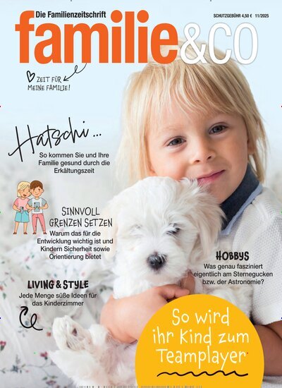 Titelbild der Ausgabe 11/2025 von familie & co. Diese Zeitschrift und viele weitere Elternzeitschriften und Tierzeitschriften als Abo oder epaper bei United Kiosk online kaufen.