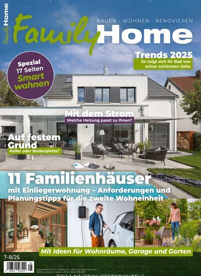 Titelbild der Ausgabe 8/2025 von FamilyHome. Diese Zeitschrift und viele weitere Gartenzeitschriften und Wohnzeitschriften als Abo oder epaper bei United Kiosk online kaufen.