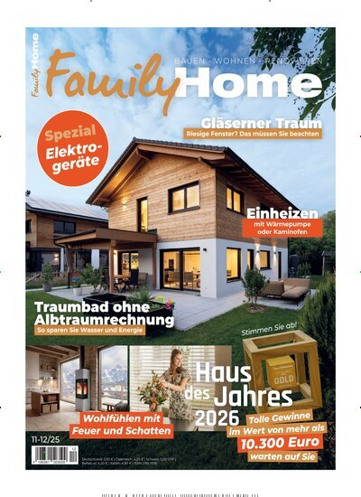 Titelbild der Ausgabe 12/2025 von FamilyHome. Diese Zeitschrift und viele weitere Gartenzeitschriften und Wohnzeitschriften als Abo oder epaper bei United Kiosk online kaufen.