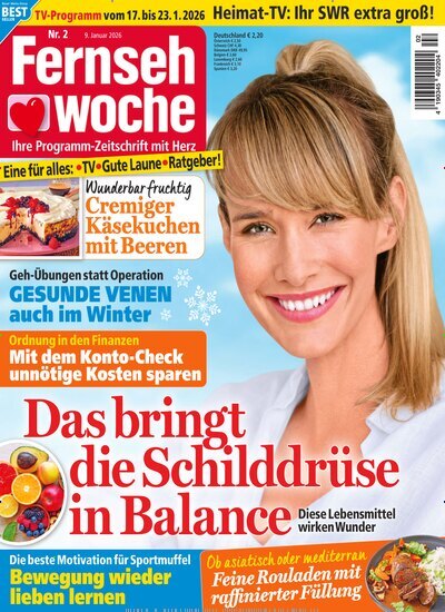Titelbild der Ausgabe 2/2026 von Fernsehwoche. Diese Zeitschrift und viele weitere Programmzeitschriften als Abo oder epaper bei United Kiosk online kaufen.