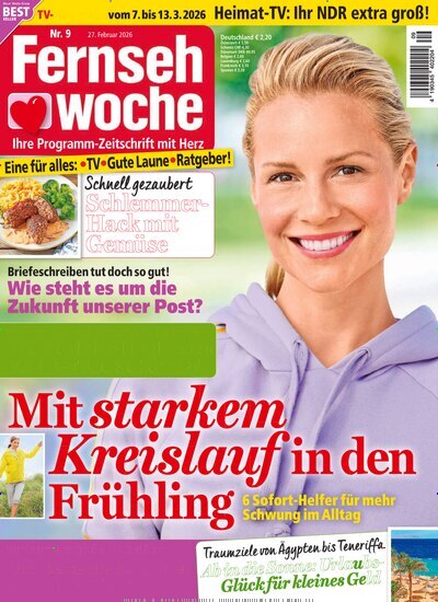 Titelbild der Ausgabe 9/2026 von Fernsehwoche. Diese Zeitschrift und viele weitere Programmzeitschriften als Abo oder epaper bei United Kiosk online kaufen.