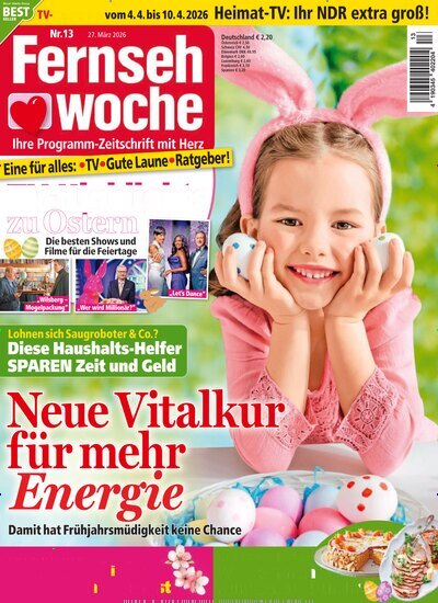Titelbild der Ausgabe 13/2026 von Fernsehwoche. Diese Zeitschrift und viele weitere Programmzeitschriften als Abo oder epaper bei United Kiosk online kaufen.