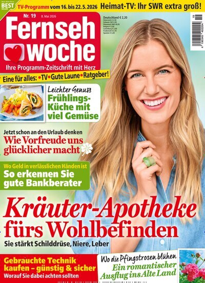 Titelbild der Ausgabe 19/2026 von Fernsehwoche. Diese Zeitschrift und viele weitere Programmzeitschriften als Abo oder epaper bei United Kiosk online kaufen.