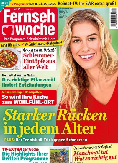 Titelbild der Ausgabe 21/2026 von Fernsehwoche. Diese Zeitschrift und viele weitere Programmzeitschriften als Abo oder epaper bei United Kiosk online kaufen.
