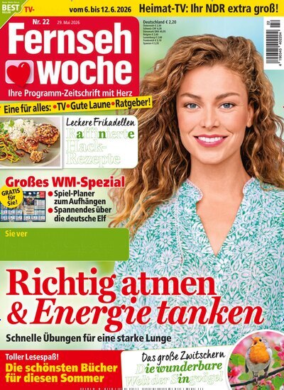 Titelbild der Ausgabe 22/2026 von Fernsehwoche. Diese Zeitschrift und viele weitere Programmzeitschriften als Abo oder epaper bei United Kiosk online kaufen.