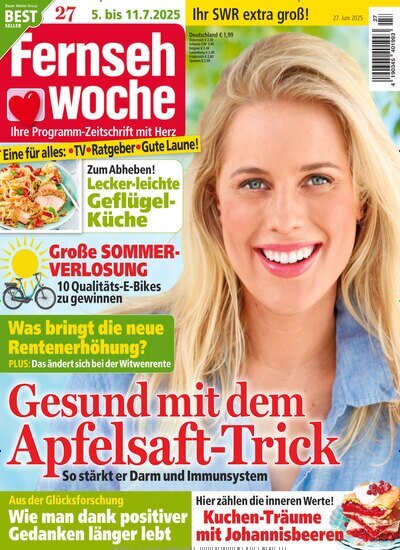 Titelbild der Ausgabe 27/2025 von Fernsehwoche. Diese Zeitschrift und viele weitere Programmzeitschriften als Abo oder epaper bei United Kiosk online kaufen.