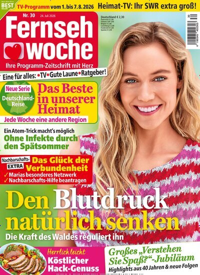 Titelbild der Ausgabe 30/2026 von Fernsehwoche. Diese Zeitschrift und viele weitere Programmzeitschriften als Abo oder epaper bei United Kiosk online kaufen.