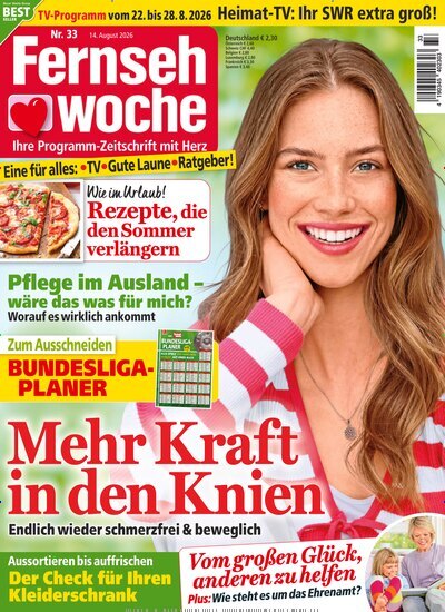 Titelbild der Ausgabe 33/2026 von Fernsehwoche. Diese Zeitschrift und viele weitere Programmzeitschriften als Abo oder epaper bei United Kiosk online kaufen.