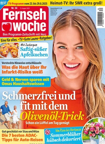 Titelbild der Ausgabe 34/2025 von Fernsehwoche. Diese Zeitschrift und viele weitere Programmzeitschriften als Abo oder epaper bei United Kiosk online kaufen.